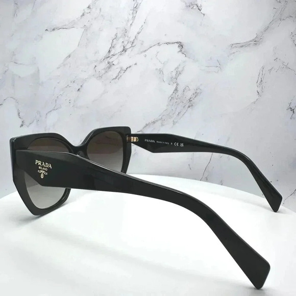 PRADA Sunglasses Symbole Gold Logo Black Authentic Square Cat Eye Oversized - Picture 12 of 16